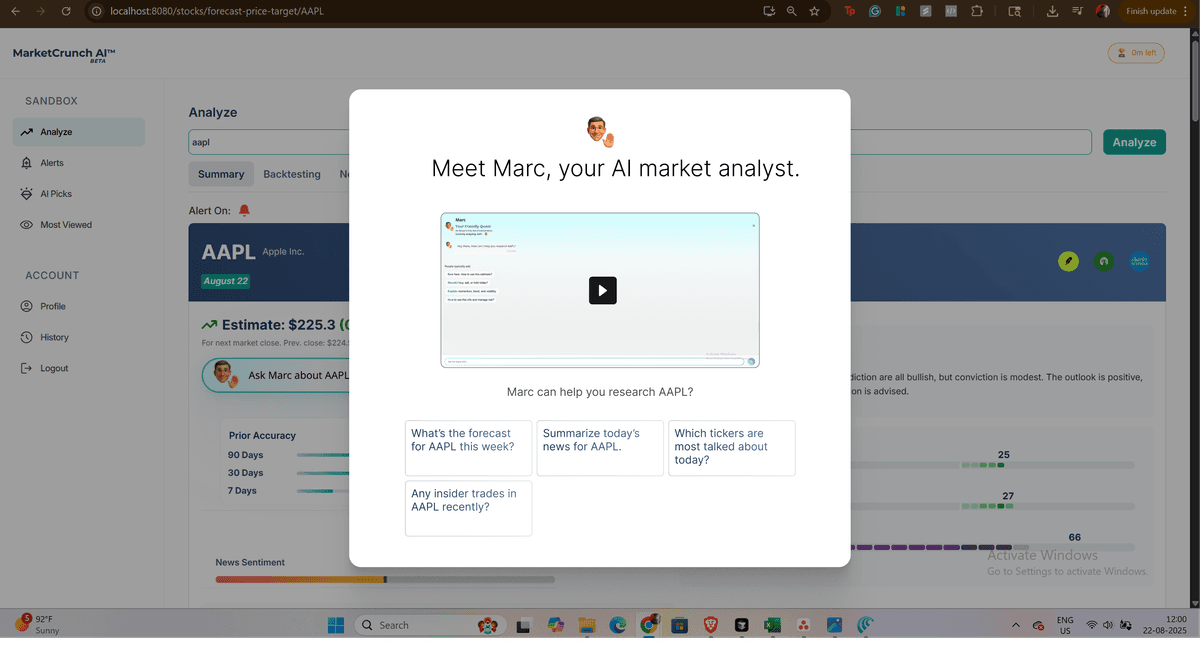 Marc AI - announcement modal design