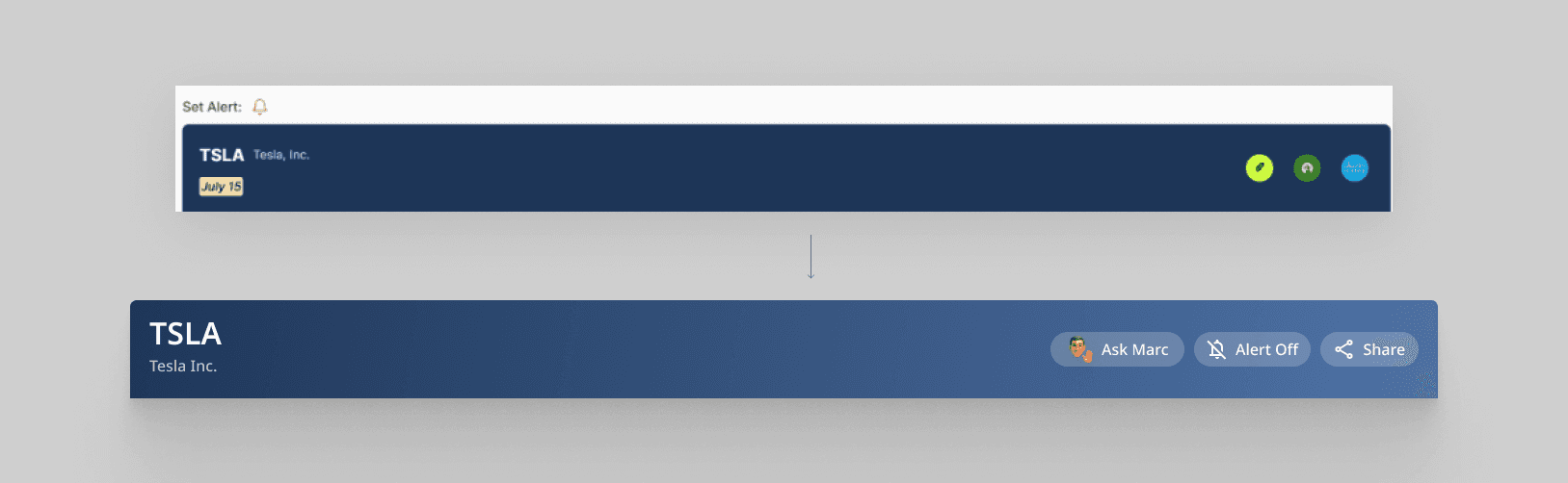 Ticker bar before and after