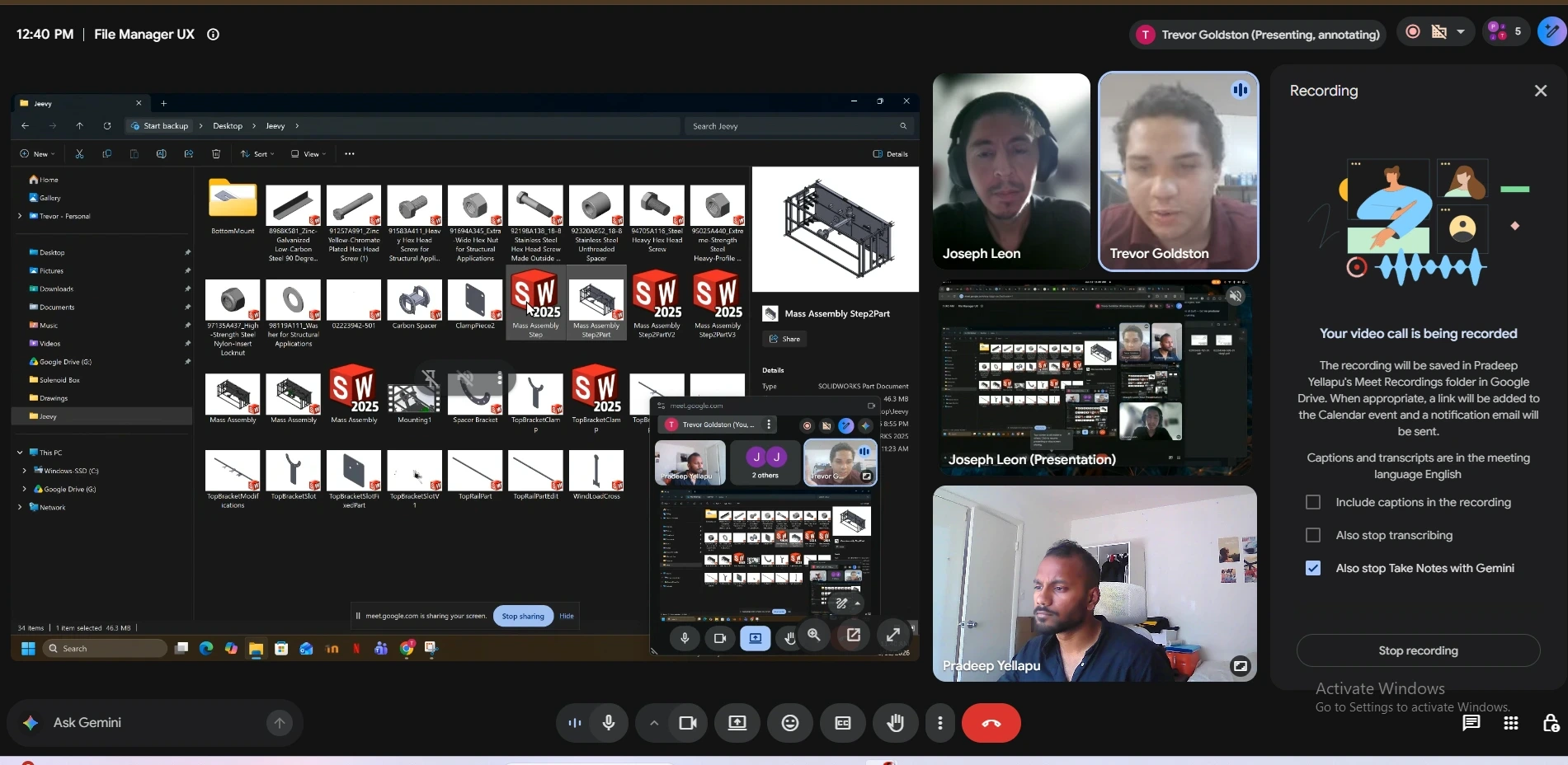 Trevor demonstrating the Windows File Explorer mental model with large visual thumbnails