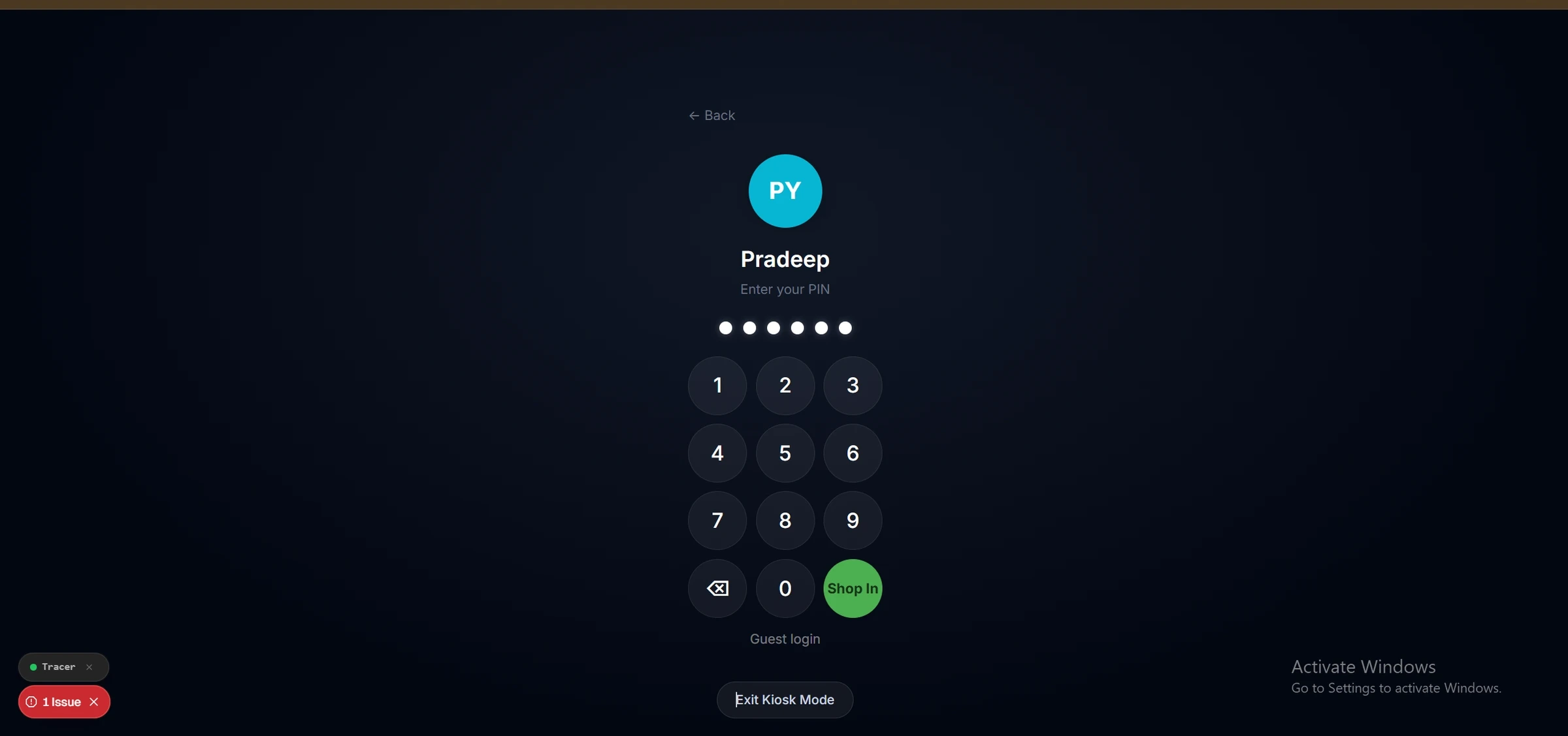 Production PIN keypad with large high-contrast circular touch keys