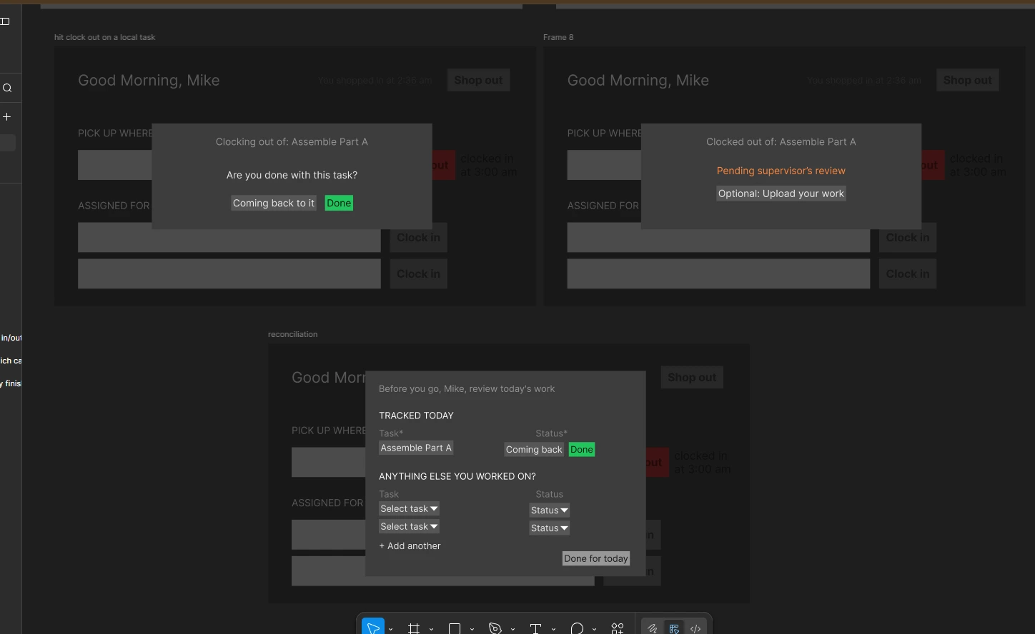 Wireframe of the tri-state feedback exit modal