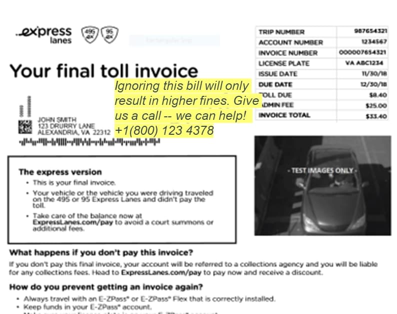 Invoice letter from Transurban